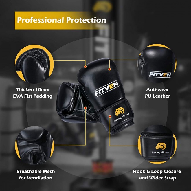 FITVEN Freestanding Punching Bag 70''-205lbs with Boxing Gloves Heavy Boxing Bag with Suction Cup Base