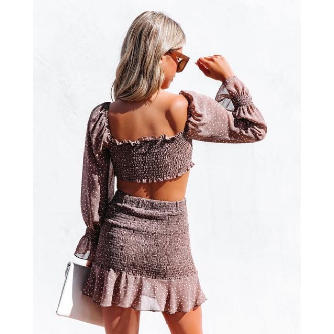 Jordanna Smocked Spotted Ruffle Mini Skirt